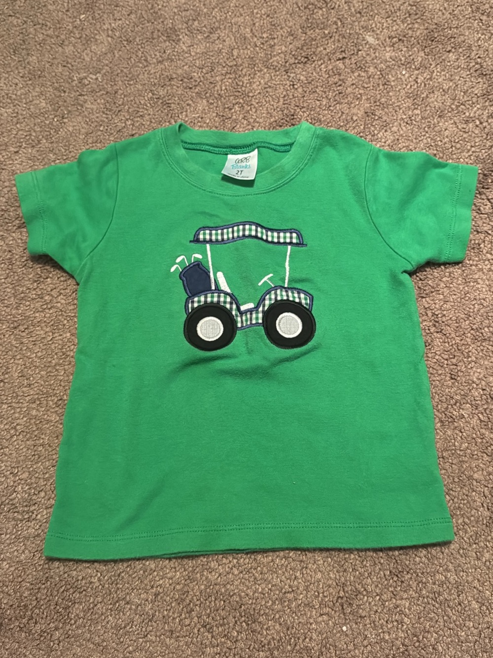 Green Golf Cart Applique Tee - Kids